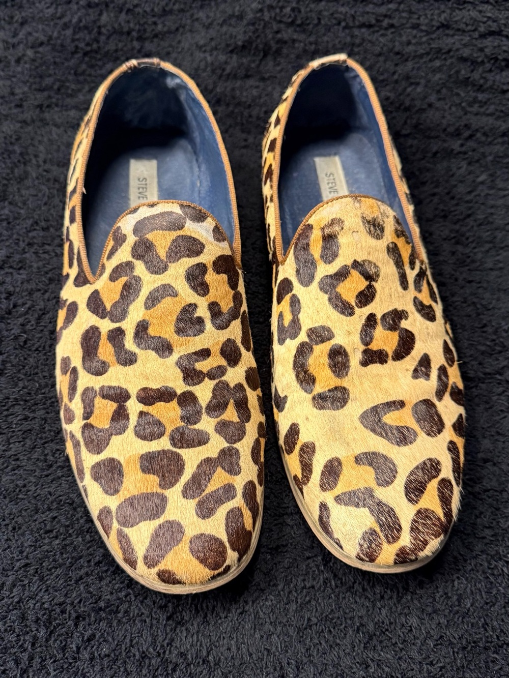 Steve Madden Leopard Print Slip-On Loafers - Tan & Black